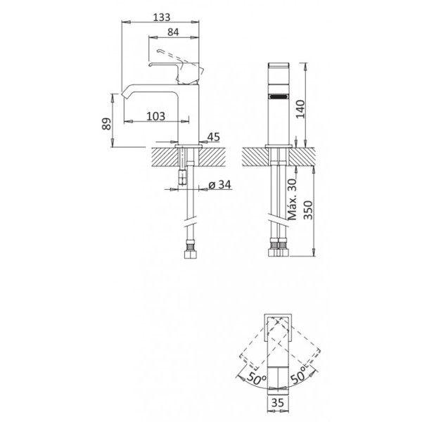 Смеситель для раковины Cezares Porta (PORTA-LS1-SR)