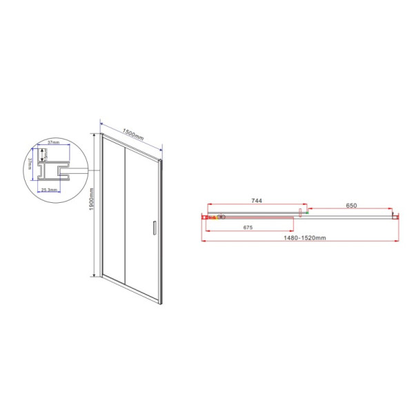 Душевая дверь Vincea Garda VDS-1G 1500х1900 стекло прозрачное, профиль хром (VDS-1G150CL)