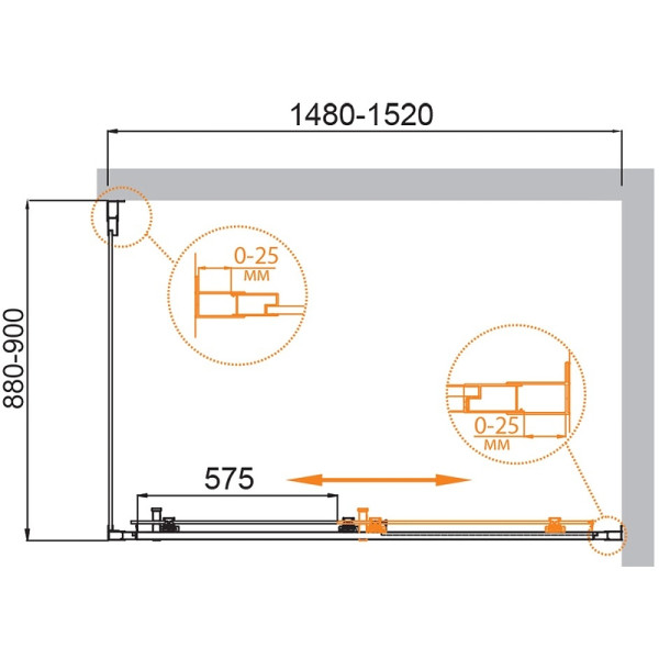 Душевой уголок Cezares Molveno 150x90x195 стекло прозрачное, профиль хром (MOLVENO-AH-11-150/90-C-Cr-IV)