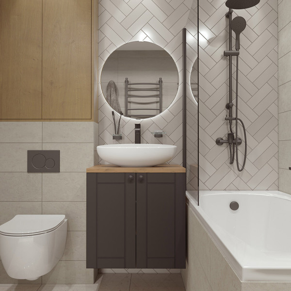 Тумба подвесная 1Marka 600x480x601,5 (дуб вотан) (Ц0000031350)