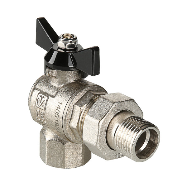 Кран угловой 1/2" шаровый со сгоном Valtec Perfect (чёрная бабочка) VT.328.N.04 Кран угловой 1/2" шаровый со сгоном Valtec Perfect (чёрная бабочка) VT.328.N.04