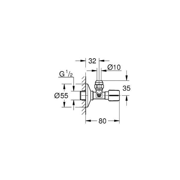 Вентиль Grohe 1/2-3/8 хром (22037000) Вентиль Grohe 1/2-3/8 хром (22037000)