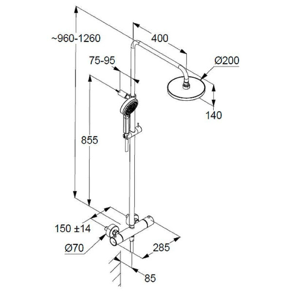 Душевая система Kludi Dive Dual Shower System с термостатом серия EsDive хром (6807905-00)