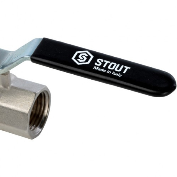 Кран 1/2" ВВ шаровый Stout (черная ручка, полнопроходной) SVB-0001-000015