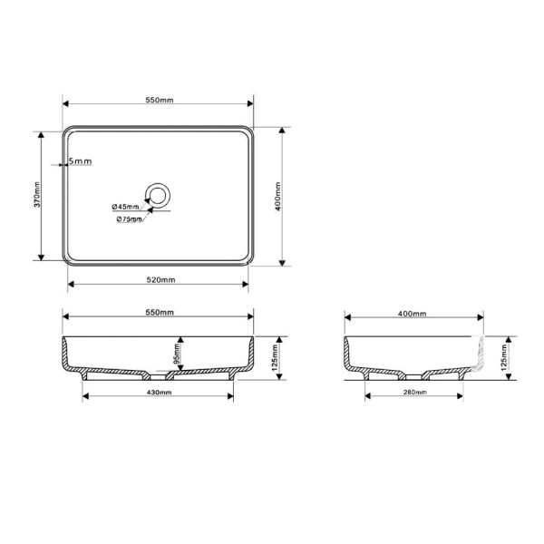 Раковина накладная Stein (белый матовый)