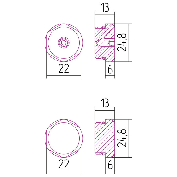 Спускной клапан / Заглушка Сунержа d 25 мм / 1/2"Н / 2 шт. (03-1201-0000)