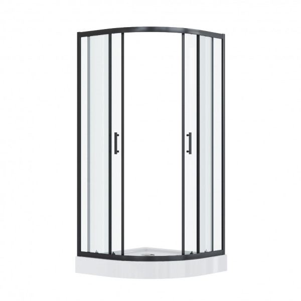 Душевой уголок Santek Вэлия 90x90x195 стекло (прозрачное, профиль черный (1WH501791)