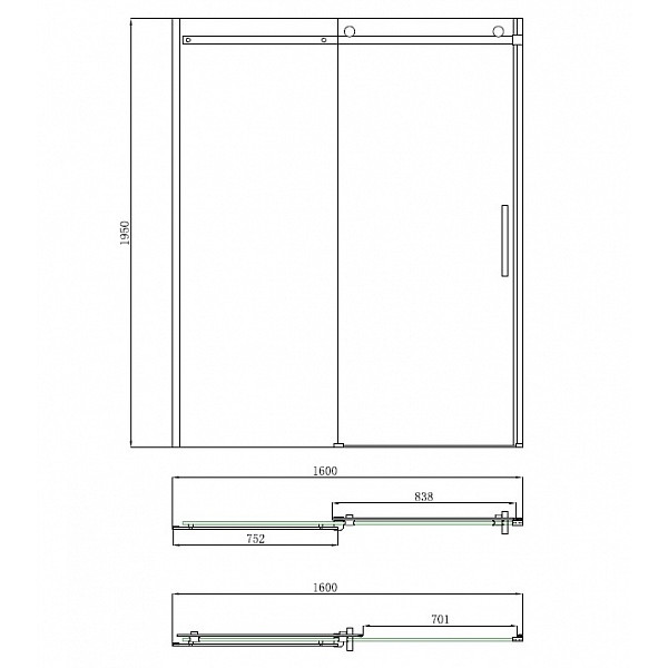 Душевая дверь BandHours Queen 160 160х195 стекло прозрачное, профиль полированный хром