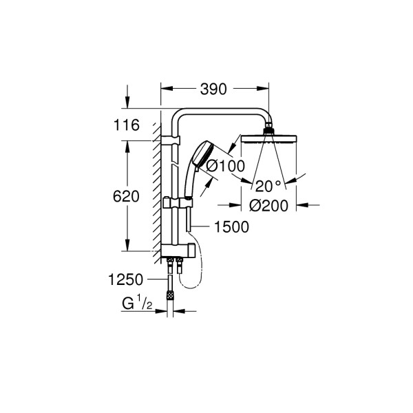 Душевая гарнитура Grohe New Tempesta Cosmopolitan System хром (27394002)