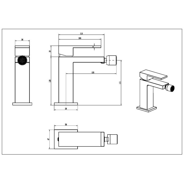 Смеситель для биде Boheme Qubic хром (476-CR)