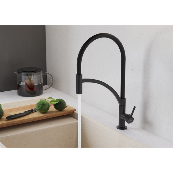 Смеситель для кухни Santek Брукс с гибким изливом черный (WH5A45013N001)