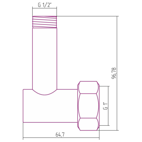 Уголок Сунержа стилье переходной 1x1/2"Н (02000-1012)