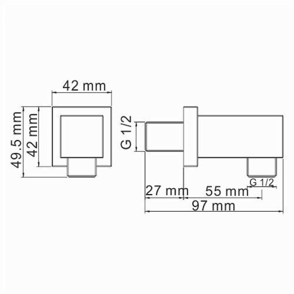 Подключение для шланга WasserKRAFT хром (A089)