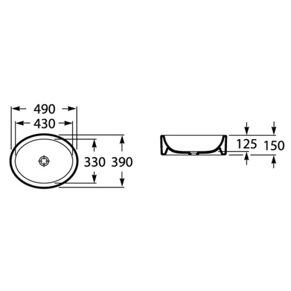 Раковина накладная Roca Fuego 49х39 (32722E000)