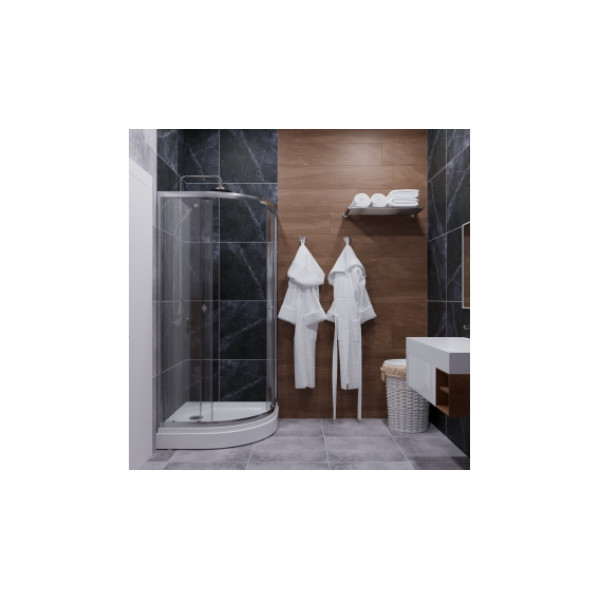Душевой уголок Triton Альфа-Хром 90x90 стекло прозрачное, профиль хром, низкий поддон, c сифоном (DK272)