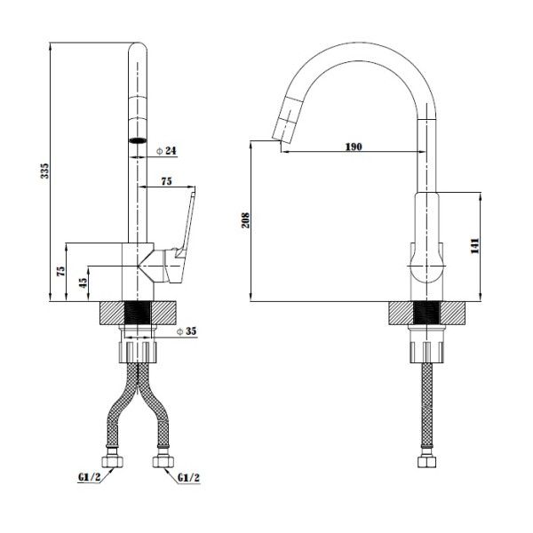 Смеситель для кухни Esko Москва черный (SB 519)