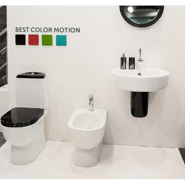 Унитаз-компакт Sanita Luxe Best Color Black с сиденьем микролифт Унитаз-компакт Sanita Luxe Best Color Black с сиденьем микролифт