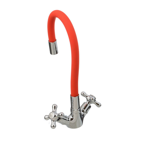 Смеситель для кухни Ex-promt Cross с гибким изливом, хром (Ex102.2-01 red)