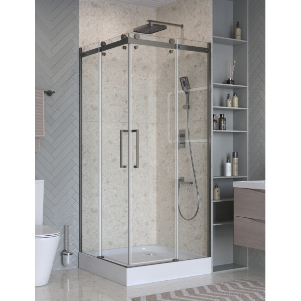 Душевой уголок BelBagno Marino 90x90x195 стекло прозрачное, профиль оружейная сталь матовая (MARINO-2-A-2-90-C-GM)