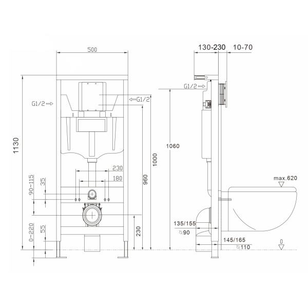 Инсталляция для подвесного унитаза Abber (AC0108)