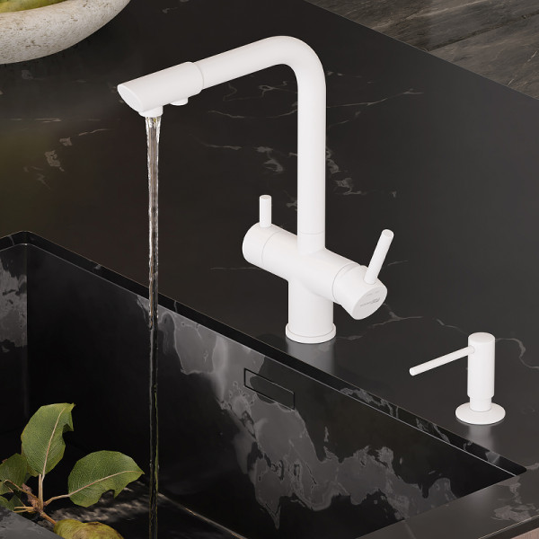 Смеситель для кухни WasserKRAFT с переключателем на фильтр, белый (A8357)