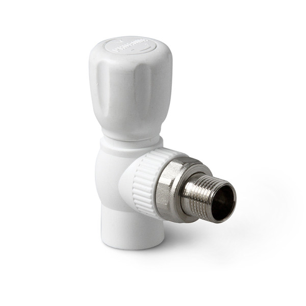 Кран шаровый для радиатора угловой PP-R 20*1/2" "Pro Aqua" (белый) (PA42108) Кран шаровый для радиатора угловой PP-R 20*1/2" "Pro Aqua" (белый) (PA42108)