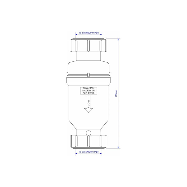 Сифон McAlpine 32 мм с сухим клапаном (MRNRV32C-PB)