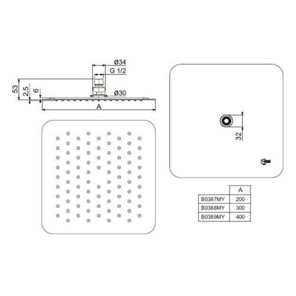 Душ верхний Ideal Standard IdealRain Luxe 300х300 мм (B0388MY)