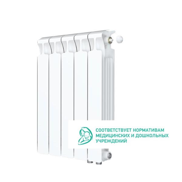 Радиатор биметаллический Rifar Monolit Ventil R 500 (5 секции, НП прав подкл. 50 мм.) (RM50005VR) Радиатор биметаллический Rifar Monolit Ventil R 500 (5 секции, НП прав подкл. 50 мм.) (RM50005VR)
