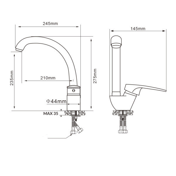 Смеситель для кухни Wesnaart Комета хром (KOM17-12040) Смеситель для кухни Wesnaart Комета хром (KOM17-12040)