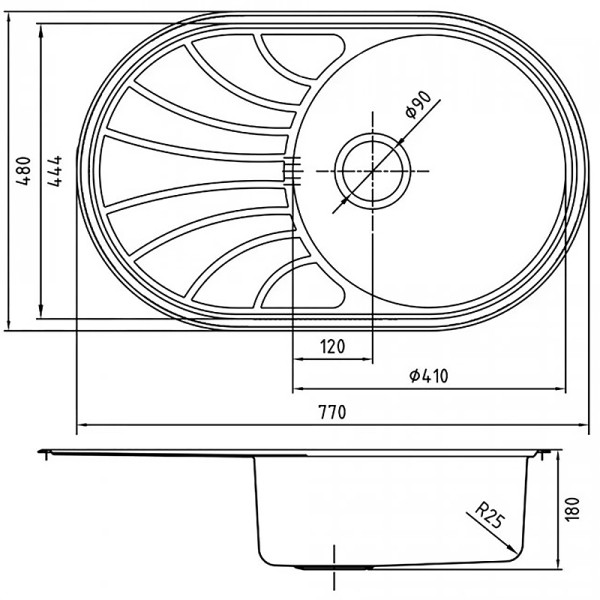 Мойка для кухни врезная Iddis Suno S 77x48 с сифоном нержавеющая сталь шелк (SUN77SDi77S)