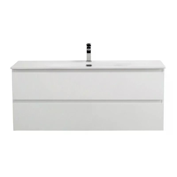 Тумба подвесная Cezares Kraft 1200x455x500 с фрезерованными ручками по всей длине фасада с двумя выкатными ящиками Bianco Opaco (KRAFT-1200-2C-SO-BO)