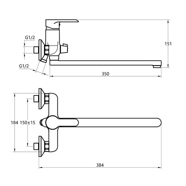 Смеситель для ванны и душа Melodia della vita Metallica хром (MDV35541)