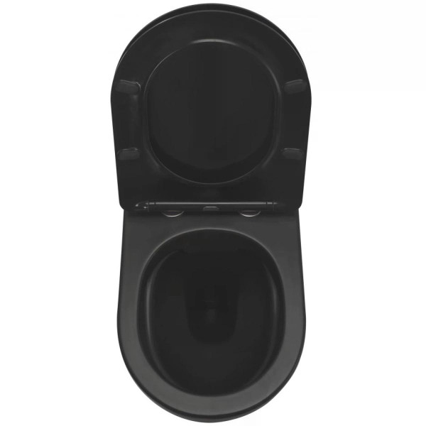 Унитаз подвесной безободковый Rea Carlo mini Black Mat черный (REA-С8489)