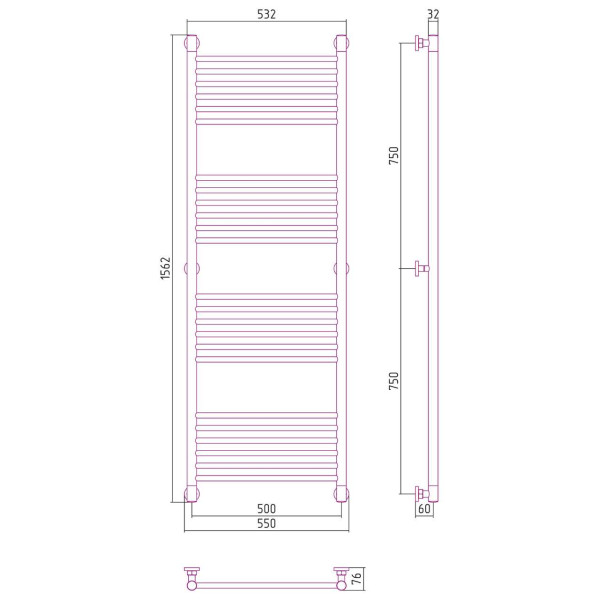 Полотенцесушитель водяной Сунержа Богема+ прямая 1500х500 хром (00-0220-1550) Полотенцесушитель водяной Сунержа Богема+ прямая 1500х500 хром (00-0220-1550)