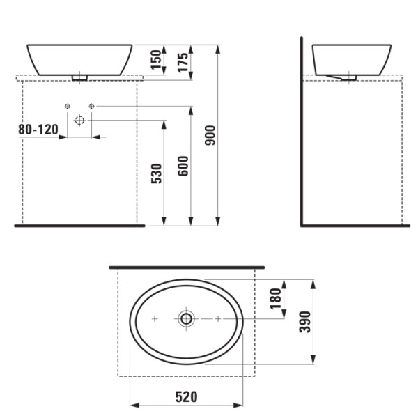 Раковина накладная Laufen Pro 52х39 (8.1296.4.000.109.1)