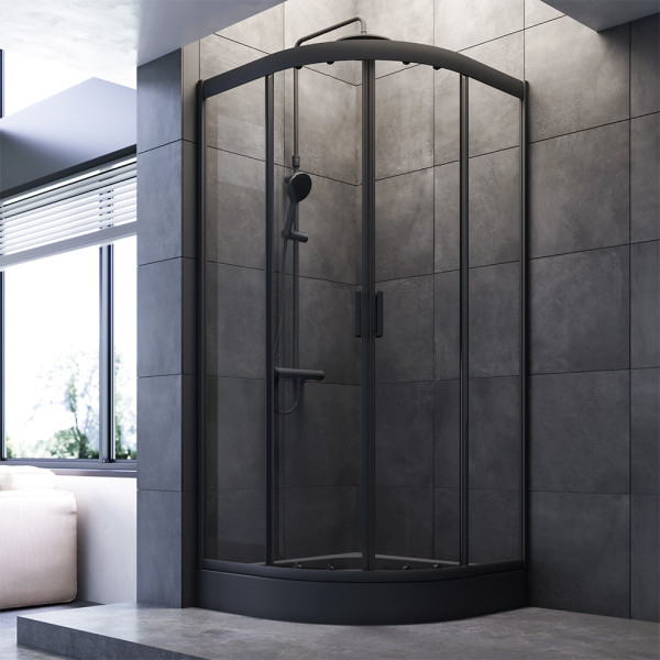 Душевые уголки AM.PM Gem 90x90x200 стекло прозрачное, профиль черный матовый (W90G-401-090BT)