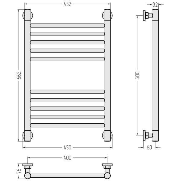 Полотенцесушитель водяной Сунержа Богема + 600x400 матовый белый (30-0220-6040)