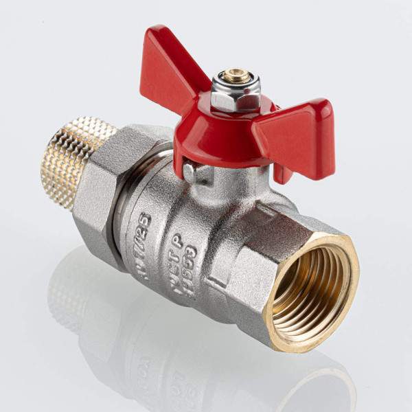 Кран 1/2" шаровый со сгоном Valtec Base-ГОСТ (красная бабочка) VT.227S.N.04