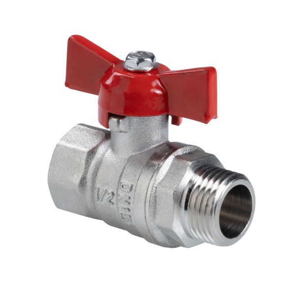 Кран 3/4" ВН шаровый Valtec Стандарт никелированный (ГОСТ, красная бабочка) VT.123.N.05 Кран 3/4" ВН шаровый Valtec Стандарт никелированный (ГОСТ, красная бабочка) VT.123.N.05