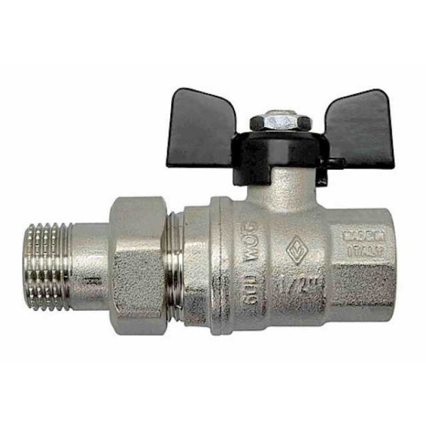 Кран Bugatti 1/2" шаровый со сгоном Oregon 322 (черная бабочка) (03220027)