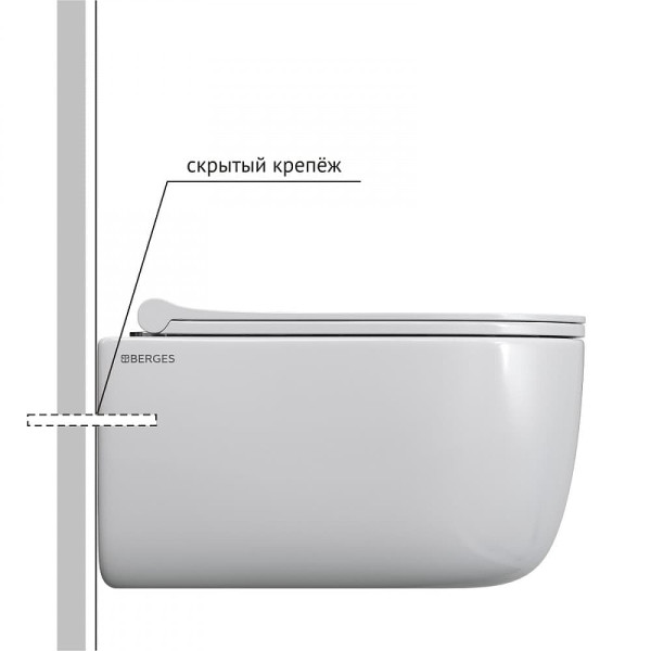 Унитаз подвесной Berges Ego Rimless 490*370*325 сиденье дюропласт Toma Slim SO, микролифт (82111) Унитаз подвесной Berges Ego Rimless 490*370*325 сиденье дюропласт Toma Slim SO, микролифт (82111)
