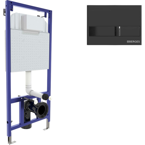 Инсталляция для подвесного унитаза Berges NOVUM L6 с клавишей (040216) черный глянец