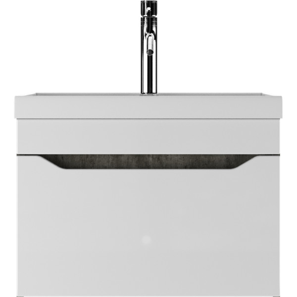 Тумба подвесная под умывальник Bazis 60 Ева с одним ящиком В1 Бетон Айсберг Домино (DA5905T)