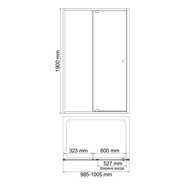 Душевая дверь WasserKRAFT Aula 100х190х90 стекло прозрачное, профиль хром (11P12)