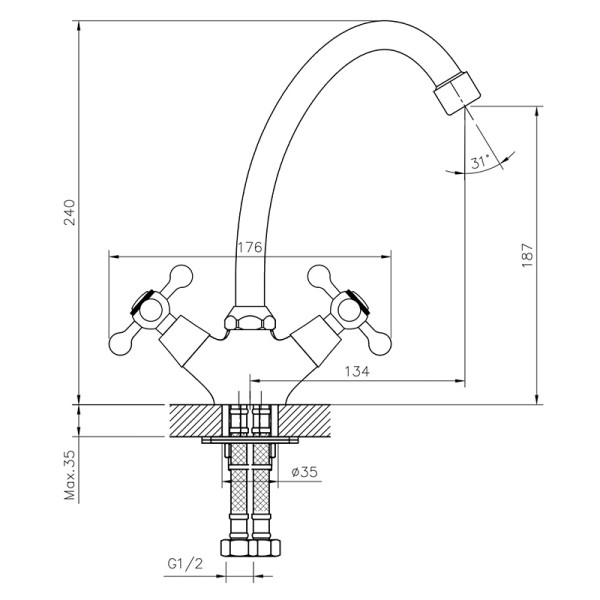 Смеситель для кухни Decoroom DR54 хром (DR54028)