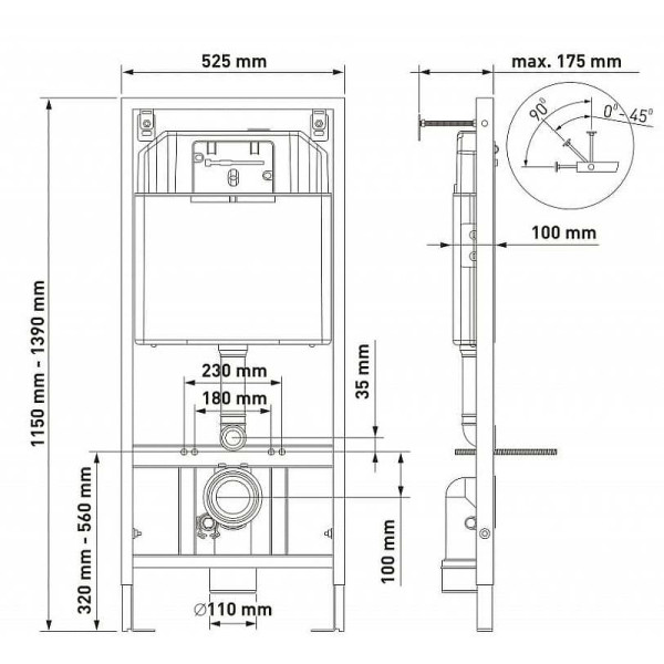 Инсталляция Berges Novum525 с подвесным унитазом, кнопка L4 Soft Touch белая, унитаз FLOE, сиденье FLOE Slim SO (043278)