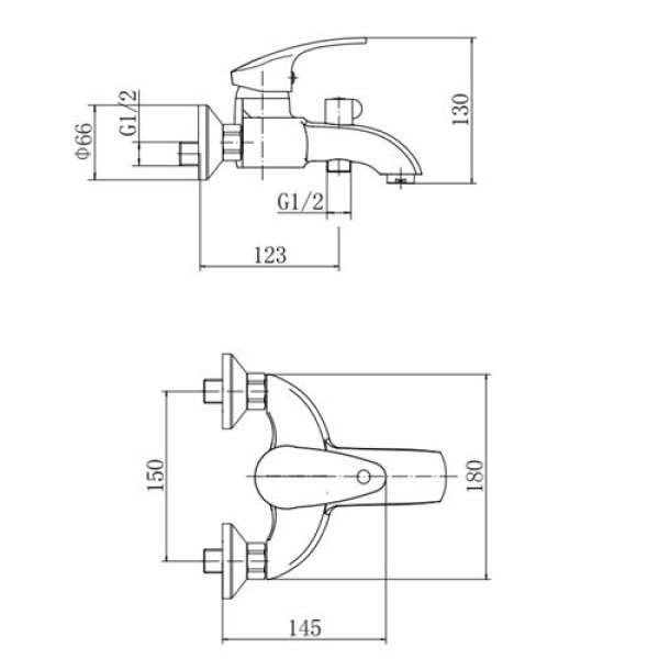 Смеситель для ванны и душа Fashun с душевым комплектом хром (A3221)