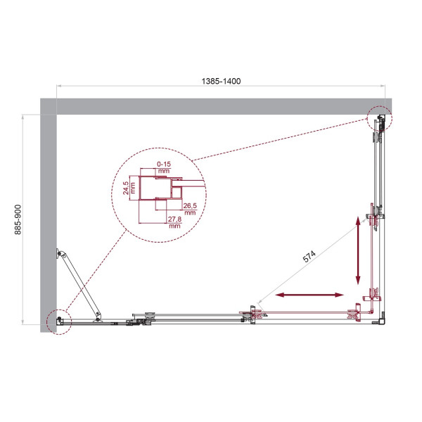 Душевой уголок BelBagno Luce 140x90x195 стекло прозрачное, профиль хром (LUCE-AH-21-140/90-C-Cr)