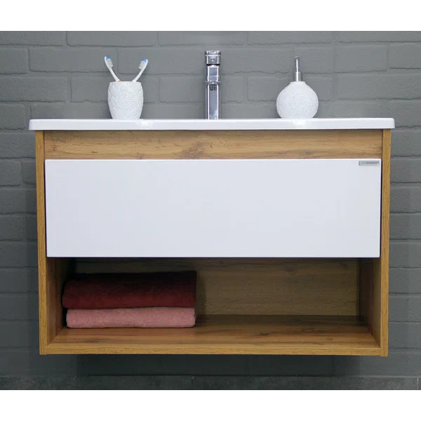 Тумба подвесная под умывальник Maria 80 Igan В1 Дуб Вотан Домино (DI5802T)